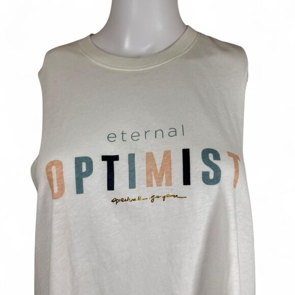 Spiritual Gangster Women's Eternal Optimist Crop Tank Top in White Sz M Preppy - Picture 4 of 7